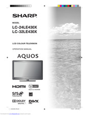 Sharp Aquos LC-24LE430X Operation Manual