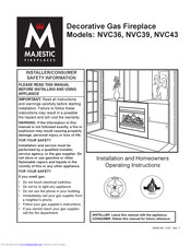 Majestic Fireplaces NVC36 Operating Instructions Manual