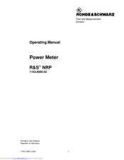 Rohde & Schwarz R&S NRP Operating Manual