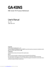 Gigabyte GA-K8NS Pro User Manual