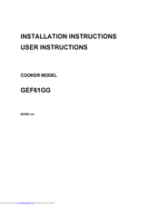 Think Appliances GEF61GG Installation Instructions User Instructions