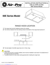 Air-Pro 06E Series Installation Instructions & Use & Care Manual