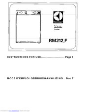 Electrolux RM212,F Instructions For Use
