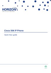 Horizon Fitness Cisco 504 Quick User Manual