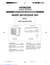 Hitachi RAC-S24H2 Instruction Manual