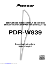 Pioneer PDR-W839 Operating Instructions Manual