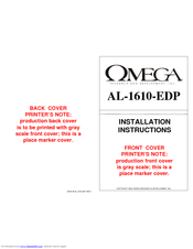 Omega Excalibur AL-1610-EDP Installation Instructions Manual