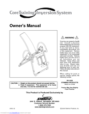 Stamina CoreTraining Inversion System Owner's Manual