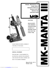 MK Diamond Products MK-Manta III Owner's Manual