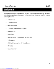 Micromax A62 User Manual