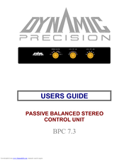 Dynamic Precision BPC 7.3 User Manual