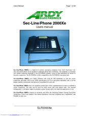 Ardy Electronics Sec-Line/Phone 2000Xe User Manual