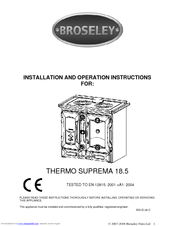 Broseley THERMO SUPREMA 18.5 Installation And Operation Instructions Manual