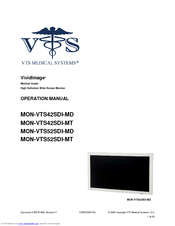 VTS Medical Systems VividImage MON-VTS42SDI-MT Operation Manual
