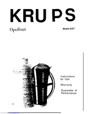 Krups Optifruit 291 Instructions For Use Manual