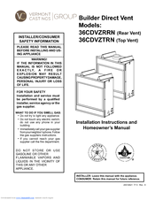 Vermont Castings 36CDVZRRN Installation Instructions And Homeowner's Manual