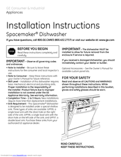 Ge Dishwasher Installation Instructions Manual