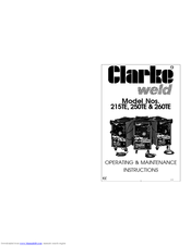 Clarke Weld 250TE Operating & Maintenance Instructions