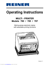 Reiner 785 Operating Instructions Manual