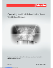 Miele Ventilation System Operating And Installation Instructions