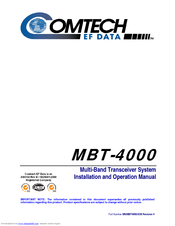 Comtech EF Data MBT-4000 Installation And Operation Manual