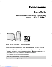 Panasonic KX-PRX120E Quick Manual