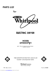 Whirlpool LE9800XPW1 Parts List