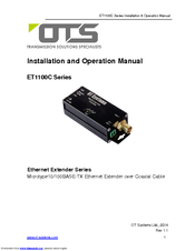 OTS ET1100C Series Installation And Operation Manual