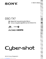 Sony DSC-TX7 - Cyber-shot Digital Still Camera Instruction Manual