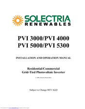 Solectria Renewables PVI 4000 Installation And Operation Manual