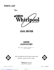 Whirlpool LG6056XSW0 Parts List