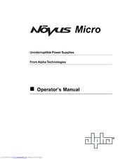 Alpha Technologies Novus Micro Operator's Manual