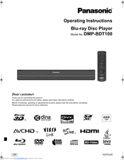 Panasonic DMPBDT100 - 3D BLU-RAY DISC PLAYER Operating Instructions Manual