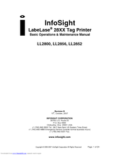 InfoSight LabeLase LL2800 Basic Operations & Maintenance Manual