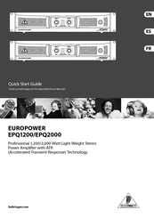 Behringer EUROPOWER EPQ1200 Quick Start Manual