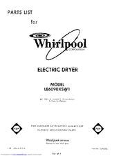 Whirlpool LE6090XSN1 Parts List