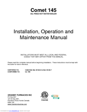 Granby Comet 145 Installation, Operation And Maintenance Manual
