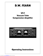 D.W. Fearn VT-7 Operating Instructions Manual