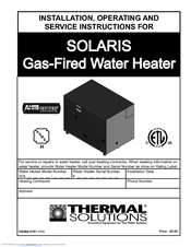 Thermal Solutions SOLARIS Service Instructions Manual