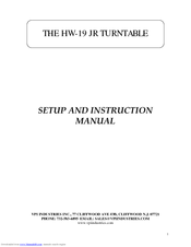 Vpi Industries HW-19 JR Setup And Instruction Manual