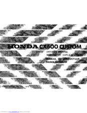 Honda CX500 CUSTOM Owner's Manual