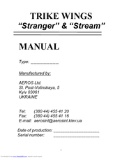 Aeros TRIKE WINGS Stranger Manual