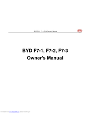 BYD F7-1 Owner's Manual