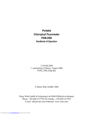 Heinz Walz PAM-2500 Operating Handbook