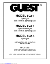 Guest 502-1 Installation And Operation Instructions Manual