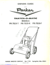 Parker Thatch-o-matic PR-7819-F Instructions Manual