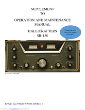 Hallicrafters SR-150 Operation And Maintenance Manual