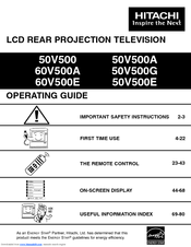 Hitachi 50V500G - LCD Projection TV Operating Manual