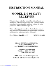 Cross Technologies 210-01 Instruction Manual