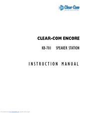 Clear-Com KB-701 Instruction Manual